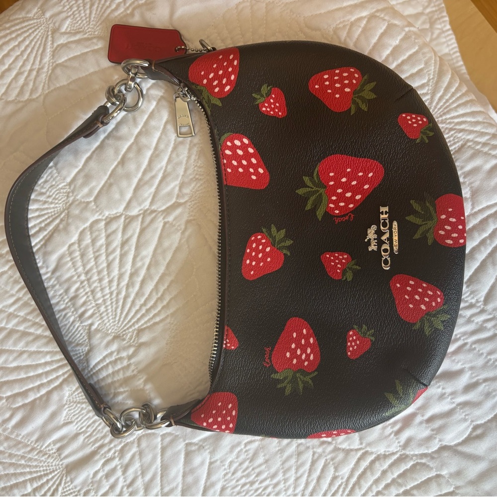 Coach Black and Red Strawberry Print Women's Bag